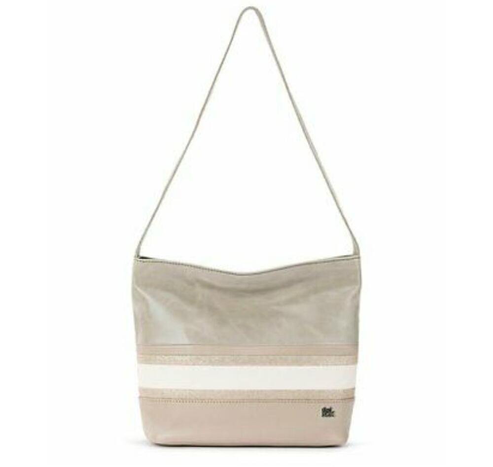 The Sak De Young Multi Leather Hobo Bag Truffle Stripe Silver